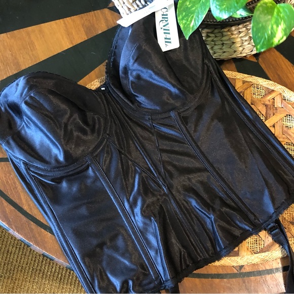 NWT Carnival Full Figure Satin Torsolette Corset Bra With Garders, Size 38DD - Picture 4 of 6